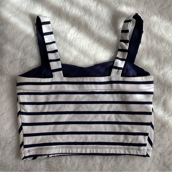 Navy stripe bustier top pinup vintage style  crop tank - Picture 3 of 4